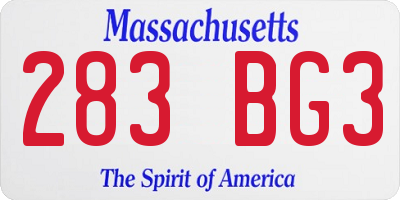 MA license plate 283BG3
