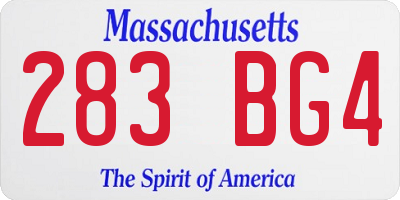 MA license plate 283BG4