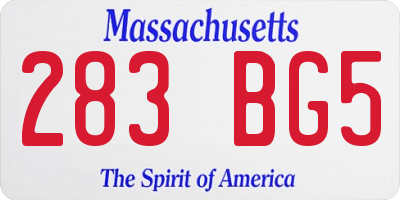 MA license plate 283BG5