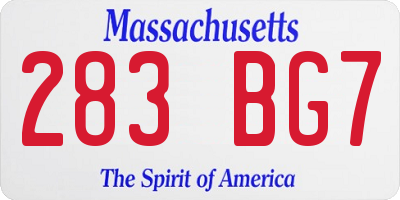 MA license plate 283BG7