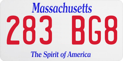 MA license plate 283BG8