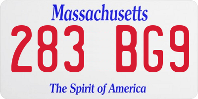 MA license plate 283BG9