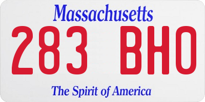 MA license plate 283BH0