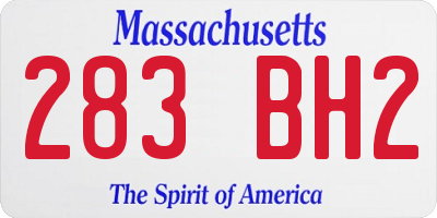 MA license plate 283BH2