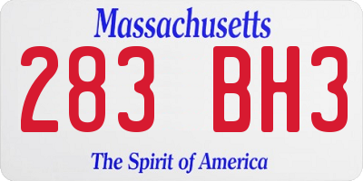 MA license plate 283BH3