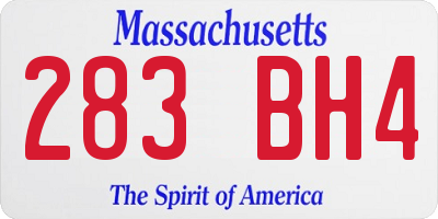 MA license plate 283BH4