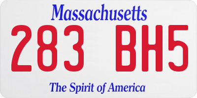 MA license plate 283BH5