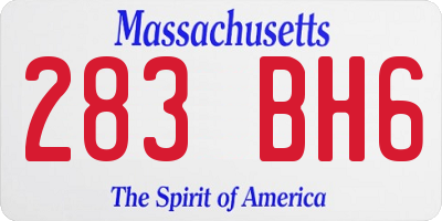 MA license plate 283BH6