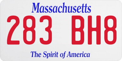 MA license plate 283BH8