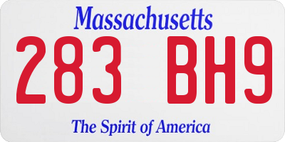 MA license plate 283BH9