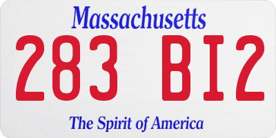 MA license plate 283BI2