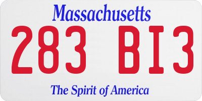 MA license plate 283BI3