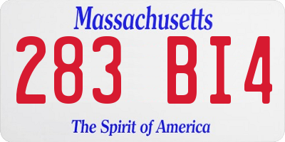 MA license plate 283BI4