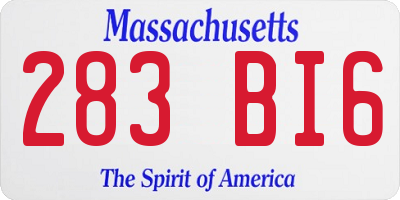 MA license plate 283BI6