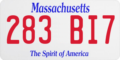 MA license plate 283BI7