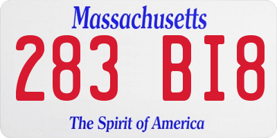 MA license plate 283BI8