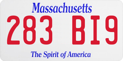 MA license plate 283BI9