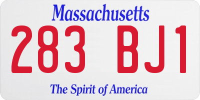 MA license plate 283BJ1