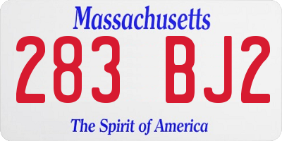 MA license plate 283BJ2