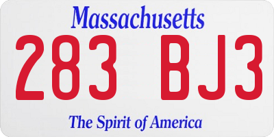 MA license plate 283BJ3
