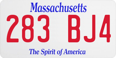 MA license plate 283BJ4
