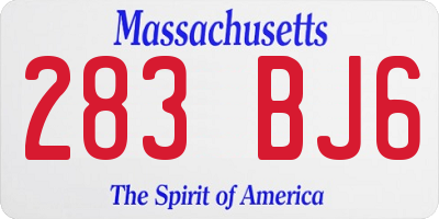MA license plate 283BJ6