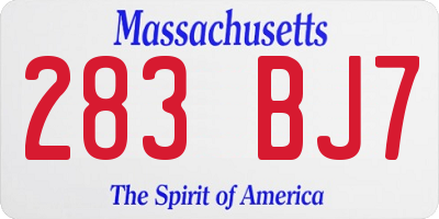 MA license plate 283BJ7