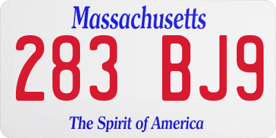 MA license plate 283BJ9