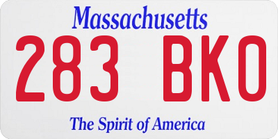 MA license plate 283BK0