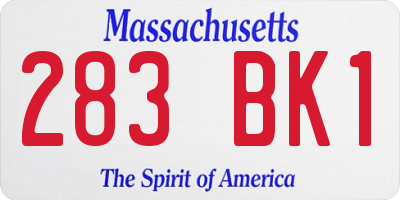 MA license plate 283BK1