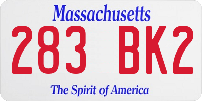 MA license plate 283BK2