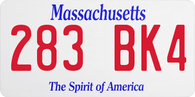 MA license plate 283BK4