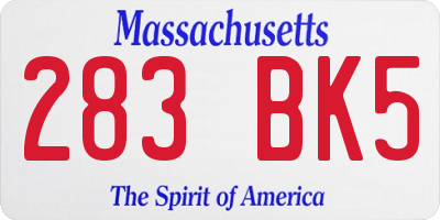MA license plate 283BK5
