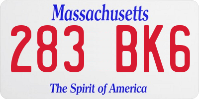 MA license plate 283BK6