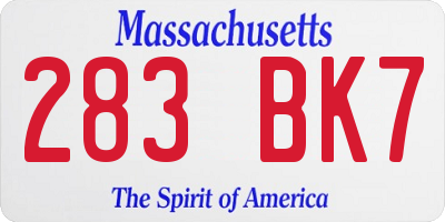 MA license plate 283BK7