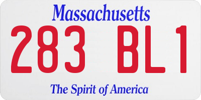 MA license plate 283BL1