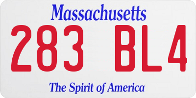 MA license plate 283BL4