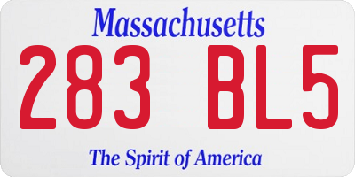 MA license plate 283BL5