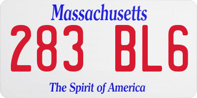MA license plate 283BL6
