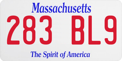 MA license plate 283BL9