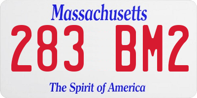MA license plate 283BM2
