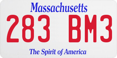 MA license plate 283BM3