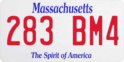 MA license plate 283BM4