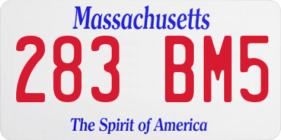MA license plate 283BM5