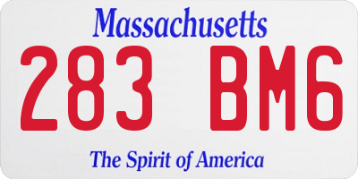 MA license plate 283BM6