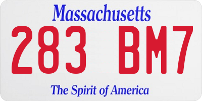 MA license plate 283BM7