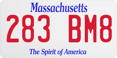 MA license plate 283BM8