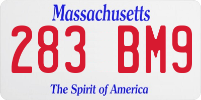 MA license plate 283BM9