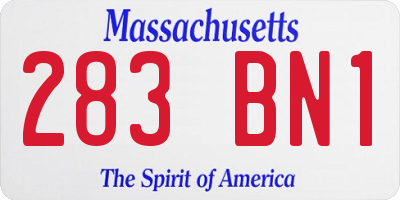 MA license plate 283BN1