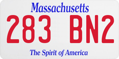 MA license plate 283BN2